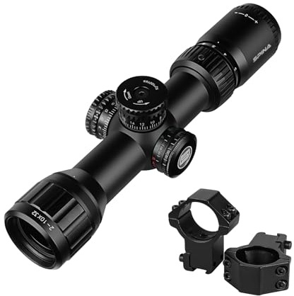 SPINA OPTICS IronClaw 2-10x32 AO Lunette de visée avec réticule illuminé Rouge et Vert 5 Niveaux,Tube de 30mm, Plans focaux Secondaires Lunettes de tir (avec Monture à Anneaux 11mm)