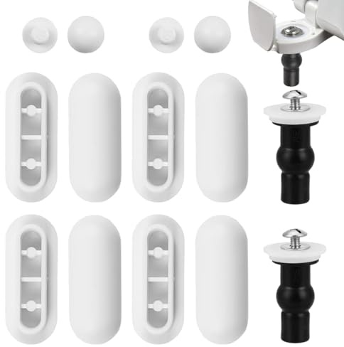 JEYORZY 12 Pièces Tampon Universel pour Siège de Toilette Chocs, et 2 Pièces Fixation Abattant WC Universel, Tampon Abattant WC Plastique Toilette Pare-chocs, Fixation Abattant WC Vis, Abattant WC
