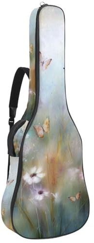 Gitarrentasche mit niedlichem Schmetterlings-Vintage-Retro-Muster, dick gepolstert, wasserdicht, für Gitarren von 101,6 cm, 104,7 cm, 106,7 cm, Mehrfarbig 04, 42.9x16.9x4.7 in, Lässiger Tagesrucksack