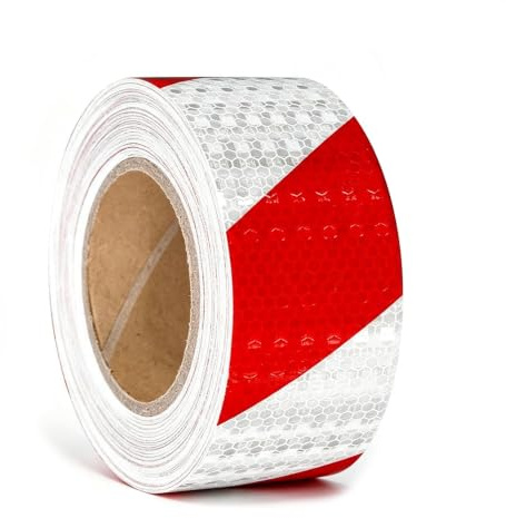 GIUSOBG Bande Reflechissante 10Mx5cm Autocollante Ruban Adhésif Rouge Blanc | Rubalise étanche à l'eau Réfléchissant Reflechissante Autocollante Imperméable Bande Réfléchissante pour Véhicules, Extérieur