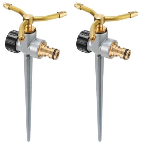 Caossuixin 2pack Metal Garden Sprinklers for Lawns, 360 Degree Lawn Sprinkler on Spiked Base, Automatic Water Sprinkler, for Lawn, Garden & Yard