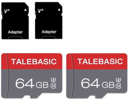 64GB Micro Karte Class 10 Speicherkarte TF-Karte mit hoher Geschwindigkeit inkl. Adapter für Tablet/Smartphone/Kamera/Autoradio/Spielkonsole (2 Stück 64 GB)