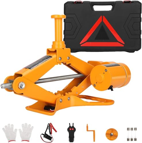 ROGTZ Elektrischer Scherenwagenheber Kit, 2 Tonnen 12V Tragbare Auto Hebebühne mit 37cm Reichweite für SUV/Sedan, Bodenwagenheber für Iremwechsel & Straßenrand Notfall