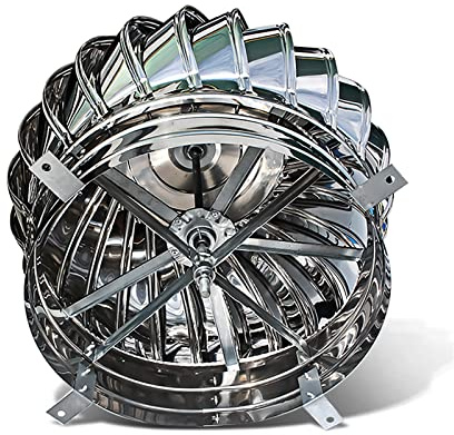 Comignolo rotante, ventola a turbina in acciaio inox 304, ventilazione con tubo di scarico sul tetto, resistente alle intemperie per prevenire detriti animali, rotazione automatica senza ele
