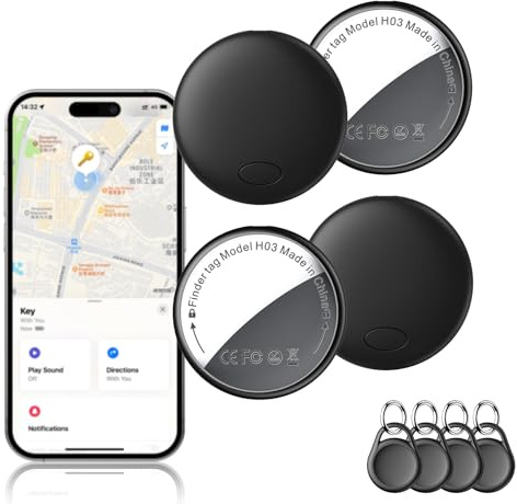 GPS Tracker Tag 4-Pack - Smart Tag Kompatibel mit Apple Wo ist? (iOS NUR) mit Schutzhülle, Wasserdichter Gegenstandssucher, Bluetooth-Schlüsselfinder für Geldbörse, Gepäck, Austauschbare Batterie