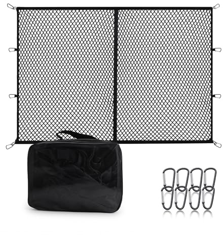 KAOLALI Red Elástica para Equipaje de 120 x 120 cm, Extensible hasta 210 x 210 cm, Red de Carga para Camiones, Organizador de Red, con 8 Mosquetones de Acero, para Grandes SUV, Furgonetas