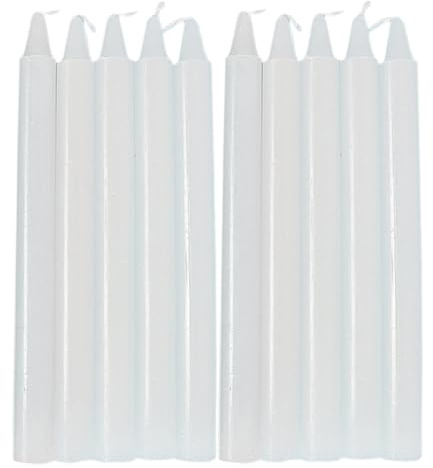 Bougies Coniques - 10x De Cire Naturelle Non Parfumées, Bougies Ménagères Rouges Blancs | Supplies De Survie Pour La Bénédiction Du Mariage, Les Célébrations Des Fêtes, L'éclairage D'urgence À
