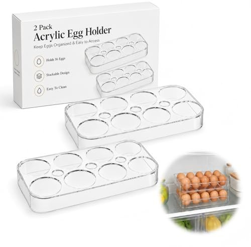 Gadpiparty Transparent Egg Holder for Refrigerator 2 Pack Practical Egg Storage Boxes with Anti-Collision Design Durable Fridge Tray Container for Kitchen and Pantry Organization