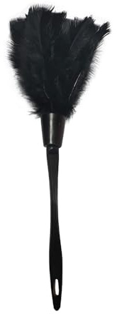 Plumero de plumas de pavo negro, herramienta de eliminación de polvo, cepillo de mano suave para limpiar muebles, interiores de automóviles, estanterías
