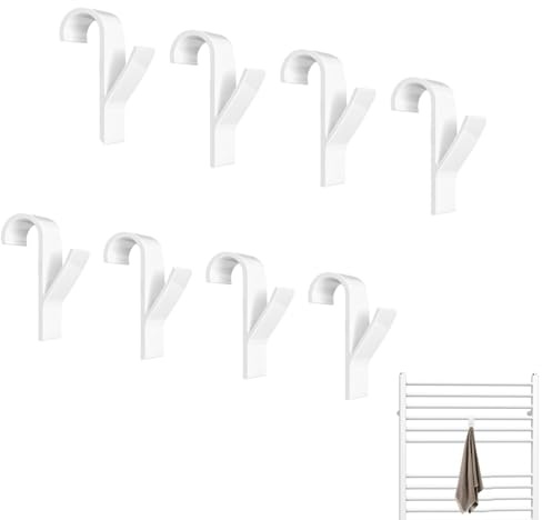 8 PCS Crochet Radiateur Rond,Crochet à serviettes Blanc,Porte-serviettes,Crochets pour radiateur de salle de bain,Crochet Serviette Salle De Bain,pour Salle de Bain,Cuisine et Jardin,Économie d'Espac
