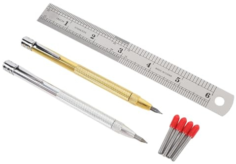 Acouto Tungsten Carbide Tip Scriber Magnet Tool Etching Engraving Pen with 4 Replacement Marking Tips for Glass Ceramic Design Which Up Can Tungsten Carbide Tip ScriberTungsten
