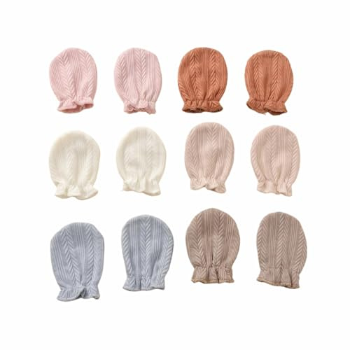 Psxixjsm 6 Paare Neugeborene Baby Fäustlinge, Kratzfeste Anti‑Grab Handschuhe für Kleinkinder, Dehnbare Säuglingshandschuhe für Jungen und Mädchen im Alter von 0‑6 Monaten