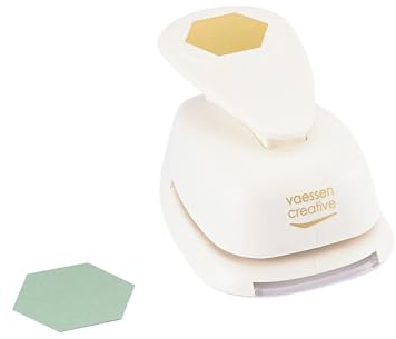 Vaessen Creative Perforadora de papel para manualidades, hexagonal, 1.5 pulgadas, para proyectos de bricolaje, álbumes de recortes, fabricación de tarjetas y más, blanco/rosa