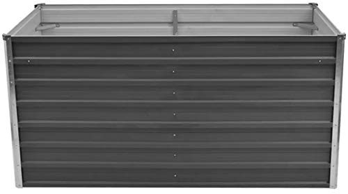 Festnight Metall Hochbeet Gartenbeet Pflanzkübel Pflanzkasten Blumenkasten Gemüsebeet Gartenbeet Gemüsebeet aus Verzinkter Stahl für Terrasse Balkon 160 x 80 x 77 cm Grau