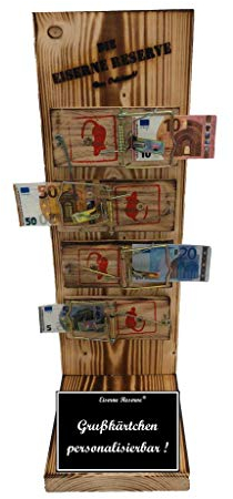 Personalisierte Geschenke Geld für Männer Frauen originelle lustige Geschenkidee mit Namen personalisierbar - Eiserne Reserve Mausefalle Deluxe - Geburtstag Hochzeit Abschied