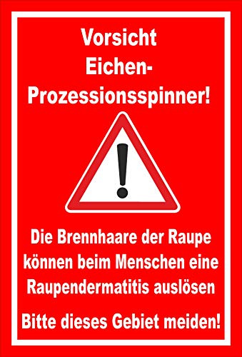 Melis-Folienwerkstatt Schild Eichen-Prozessionsspinner - Gebiet meiden – 60x40 cm – 3mm Aluverbund – Bohrlöcher – mehrere Größen/Materialien