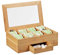 Relaxdays Scatola Porta Tè e Tisane, Coperchio con Finestra, 8 Scomparti, Cassetto, Tea Box, HLP 11x33x20 cm, naturale