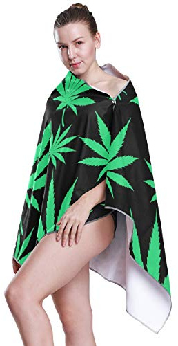 Linomo - Toalla de baño con hojas de cáñamo de secado rápido, absorbente, para niños, niñas, adultos