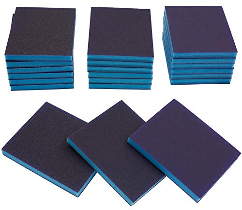 BokWin Schleifschwamm, Körnung 100, Körnung 120, Körnung 220, waschbar und wiederverwendbar, 18 Stück (mittlere Qualität, feine Qualität, superfeine Qualität)