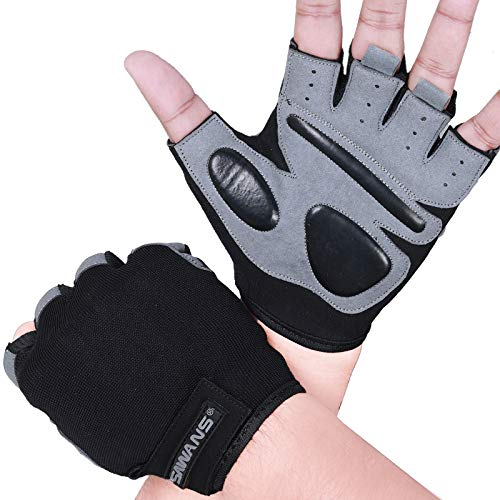 SAWANS Fitness-Handschuhe, Trainingshandschuhe für Männer und Frauen, Handgelenkstütze, gepolstert, extra Griff, Handflächenschutz, Training, Fitness, Workout, Radfahren (kurzes Handgelenk, L)