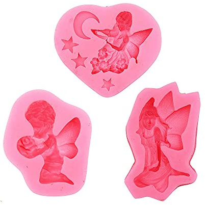 Engel-Silikon-Fondantformen, Kuchendekoration, Backwerkzeuge für selbstgemachte Zucker, Süßigkeiten, Schokolade, Eiswürfel, Seife, 3 Stück