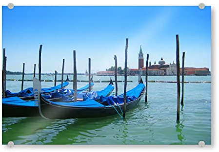 artboxONE Acrylglasbild 30x20 cm Natur Gondeln in Venedig Bild hinter Acrylglas - Bild venedig Boot Bote