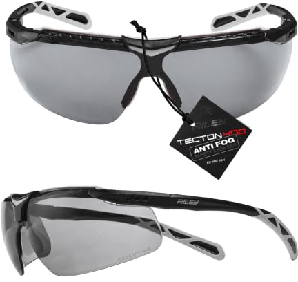 Riley Flux Protective Safety Glasses - Lightweight Protective Eyewear with Adjustable Soft Nose Bridge and Ear Grips for Sports and Outdoor Activities