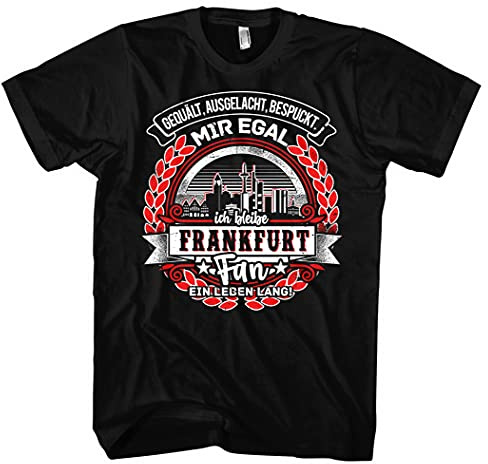 EIN Leben lang Frankfurt Herren T-Shirt | Stadt - Frankfurt Skyline - Fussball - Sport - Frankfurt Shirt - Ultras | Schwarz (3XL)