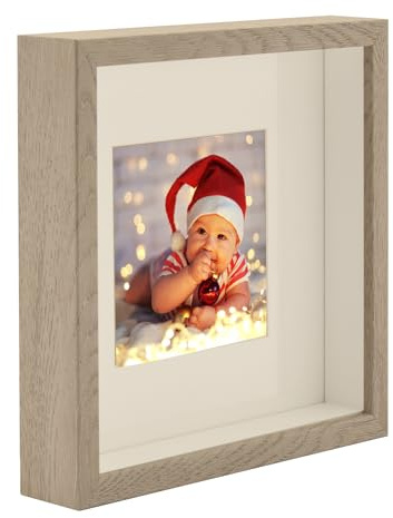 BD ART 23x23 (25x25) Bilderrahmen 3D box zum Befüllen Tief Objektrahmen Rahmen für Objekte mit Plexi glass Eiche Trüffe