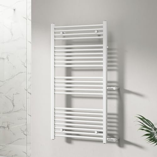 WITEN&NOCK Badheizkörper 1200x600 mm Designheizkörper Seitenanschluss Nabenabstand 500 & 900 mm Handtuchtrockner Handtuchwärmer gerade weiß 598 Watt