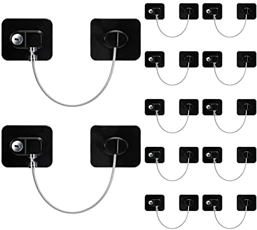 12 Pack Refrigerator Lock with 12 Keys Fridge Locks Combination Adhesive Child Safety Cabinet Freezer Door Lock Adult File Drawer Kitchen Appliance Furniture Closet(Black)