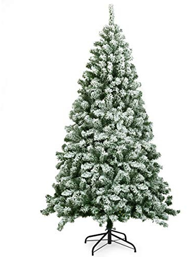LIFEZEAL Künstlicher Weihnachtsbaum, Schneeflockender Tannenbaum Kunstbaum mit dichten Zweigen aus PVC, Christbaum mit Schnee, für Zuhause, Büro, Geschäft (180cm)
