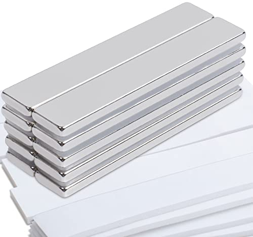 MIN CI 10Pack Strong Neodymium Magnets, 60x10x3mm Flat Rare Earth Magnets, Extra Strong Self Adhesive Magnetic Strips Heavy Duty