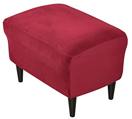 XDKS Ottomane Schonbezug, Quadratisch Hockerbezug,Hocker Husse Für Fußhocker,Hocker Protector Waschbar Überzug Hockerabdeckung (Weinrot)