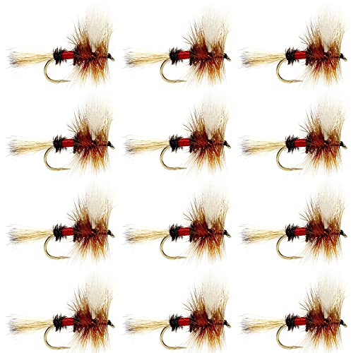 The Fly Fishing Place Royal Wulff Classic Trout Dry Fly Fishing Flies - Set of 12 Flies Size 8 - One Dozen