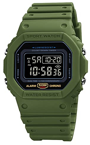 Nicoone Orologio digitale da Uomo Retroilluminato Orologio Sportivo Impermeabile Resistente Agli Urti Orologio Da Polso Con Sveglia/Cronometro/Conto Alla Rovescia