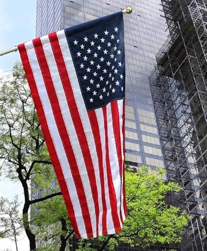 Bandiera americana con bandiera americana, stile striscione, 7,3 x 1,2 m, con stelle ricamate, resistente, durevole, per esterni (senza occhielli)