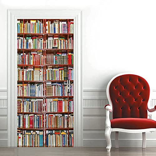 3D Innentür Türposter Bücher Bibliothek Bücherregal Bücherregal Türtapete Türaufkleber Türwandbild 95 X 215 Cm Selbstklebend Türfolie Poster Tapete Wandtattoo Tür Wandbild Aufkleber Schlafzimmer Bad