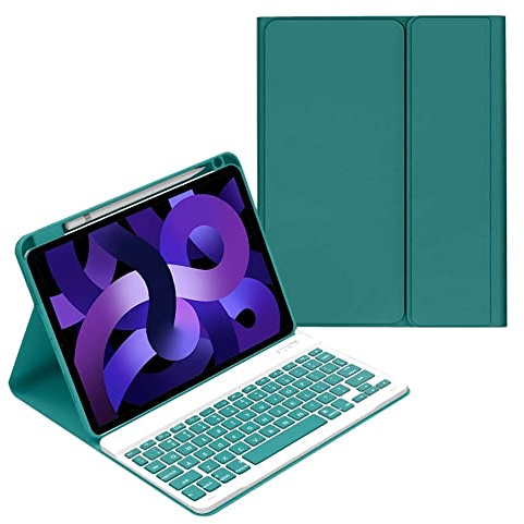 KMXDD Funda de teclado para iPad de 9ª, 8ª y 7ª generación de 10.2 pulgadas 2021/2020/2019, funda para iPad Pro de 10.5 pulgadas con teclado a color, iPad Air de 3ª generación, funda extraíble con