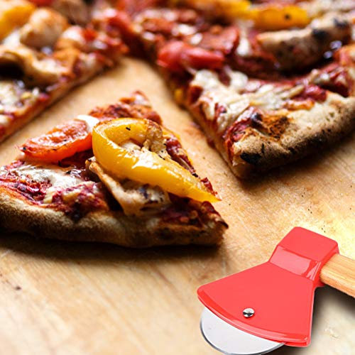 Lama per Grattugia con Rotella per Pizza, Manico in bambù Facile da Tagliare, Accessorio da Cucina, Strumento per Affettare Pizza Ad Ampia Applicazione, Design Ad Ascia, Ottimo