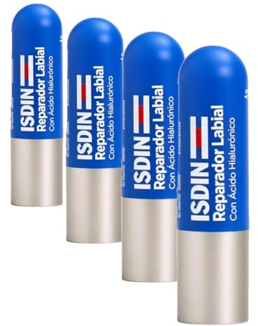 ISDIN Reparador Labial Stick, Reparador Labial en barra con ácido hialurónico que protege y repara los labios, 4g