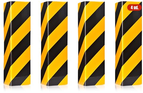 H.U.S.L® 4 Protectores Columnas Garaje 40x20x2cm Autoadhesiva-Recortable | Protector Grueso Parking Reflectante, Protector Puertas Coche, Evita Golpes y Arañazos (4Unidades, 40x20x2CM)