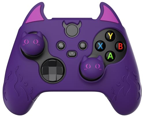 PlayVital Coque Manette pour Xbox Series X S avec Capuchon Joystick Housse Protection pour Xbox Core Controller Cover Silicone Grip Antidérapante Skin-Violet,Édition Démon