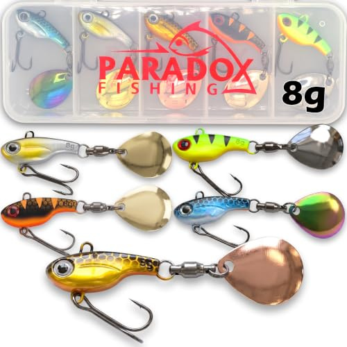 Paradox Fishing Infinity Jig Spinner 5er Set 5g/8g/14g/21g - Spin Jig zum Barsch Angeln Barsch Köder Zander Hecht Spinnerbait Spinn Köder – Barschköder