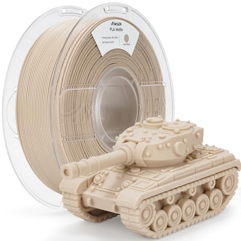 AMOLEN PLA Matte 3D Printer Filament,Sand Beige PLA Filament 1.75mm with Smooth Matte Finish,3D Printing Filament for Most FDM 3D Printers,Dimensional Accuracy +/- 0.02mm,1kg Spool (2.2lbs)