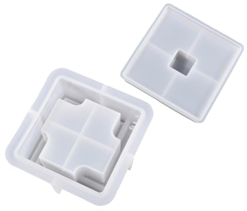 Stampo epossidico siliconico - Stampi per posacenere quadrati, stampi innovativi per colata di resina | Stampi epossidici premium per posacenere con bordi affilati, bianco latte, con coperchi, stampo