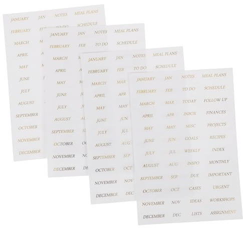 PHENOFICE 4blätter Selbstklebende Transparente Pet Sticker Goldfolie Diy Scrapbook Aufkleber Für Kalender Tagebuch Briefumschläge Bastelbedarf