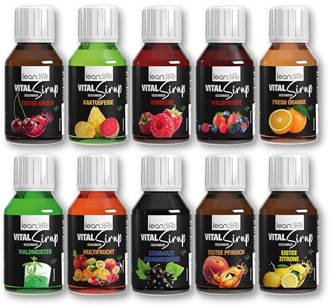 Lean:Life – Vital Sirup 100 ml - Bundle - Getränkesirup zuckerfrei – mit Vitamin B12, B6, C, L Carnitin und Biotin