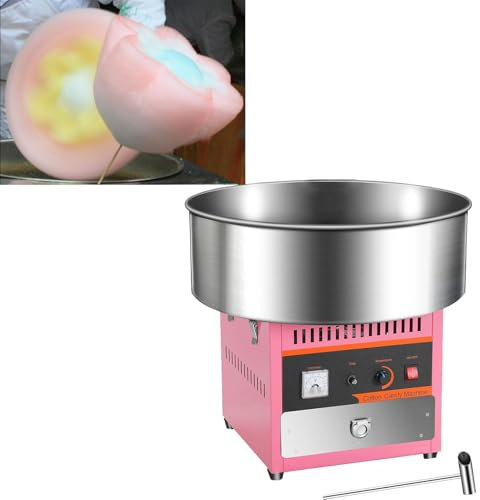 RayGenius MáQuina EléCtrica De AlgodóN De AzúCar De Acero Inoxidable De 1000w,MáQuina para Hacer AlgodóN De AzúCar con Bol De Acero Inoxidable Y Cuchara para AzúCar,para NiñOs,Casa,CumpleañOs,Fiestas