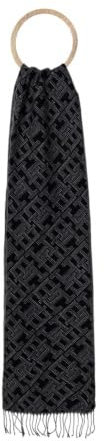 Tommy Hilfiger Monogramm-Schal, Schwarz-Grau